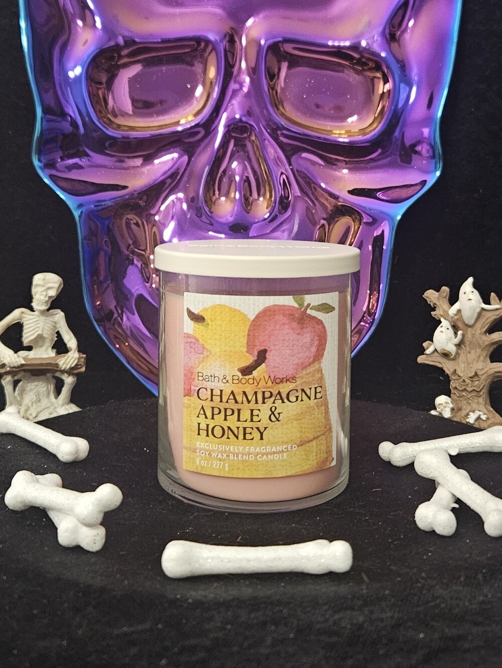 NWT Bath & Body Works Champagne Apple & Honey Single Wick Candle - Pink, White